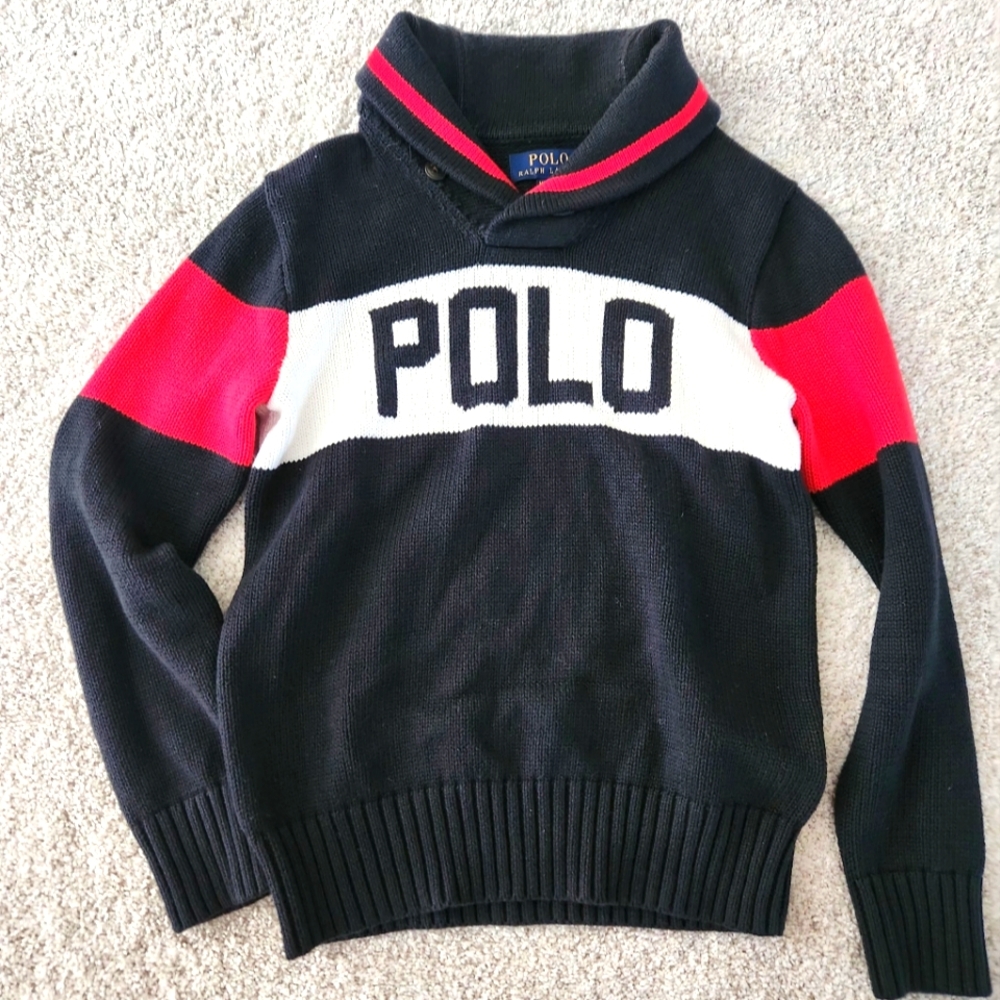 Boys Ralph Lauren Polo Logo Shawl-Collar Sweater